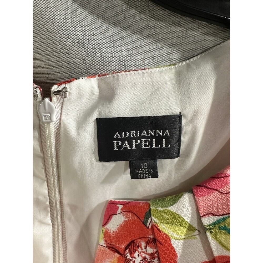 Adrianna Papell White Midi Dress with Red & Pink Floral Print - Picture 4 of 7
